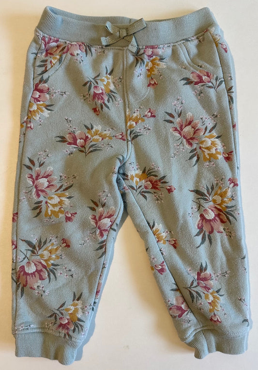 *Play* Baby B'Gosh, Pale Green Flowery Sweatpants - 18 Months