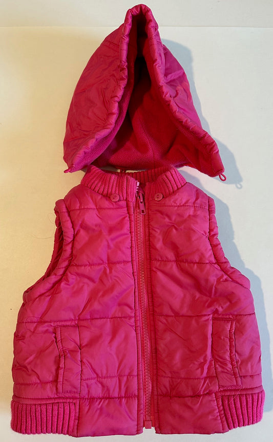 Joe Fresh, Pink Puffer Vest with Removable Hood - 6-12 Months