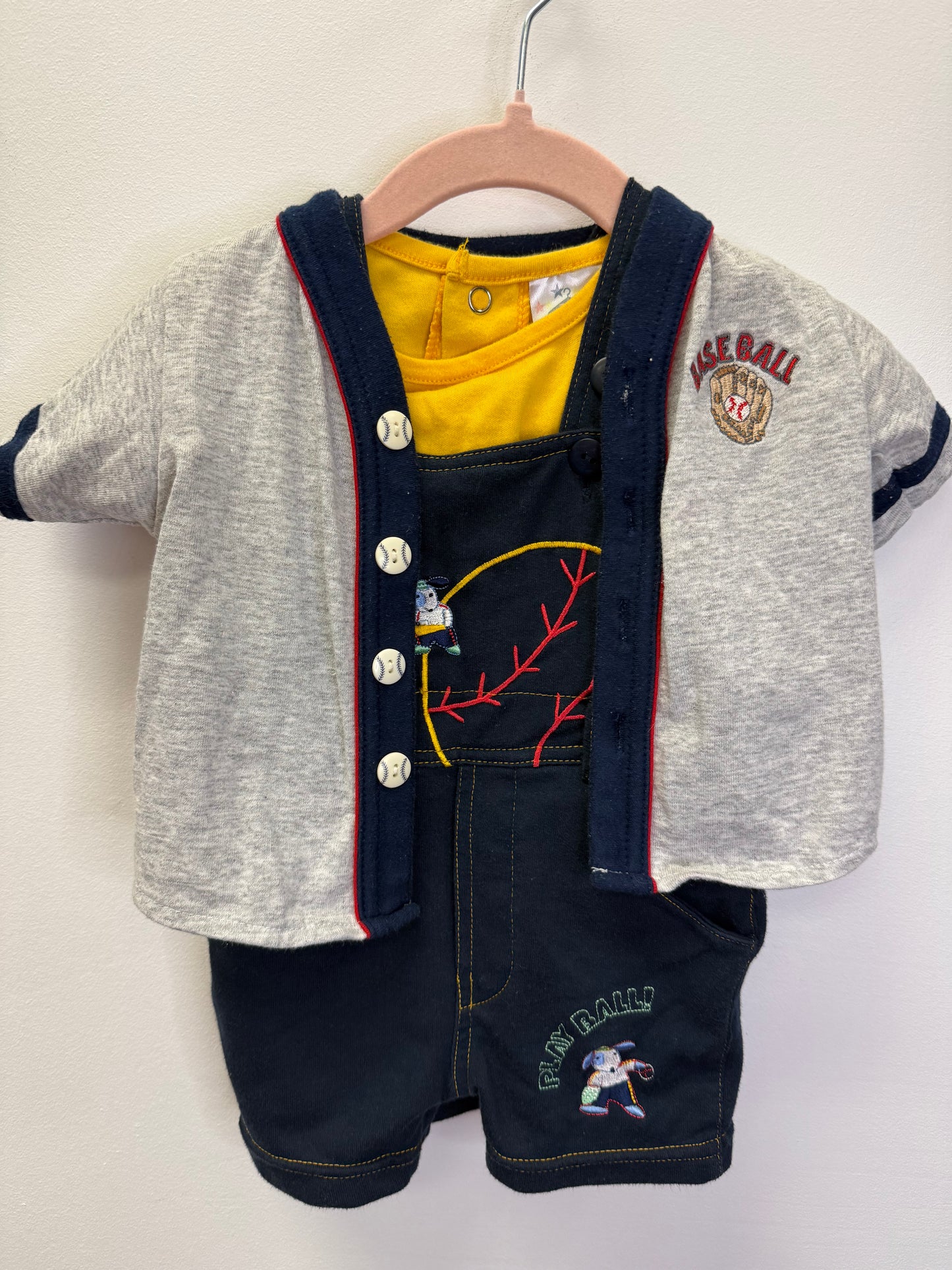 ICZ 3 PIECE BASEBALL OUTFIT SIZE 3-6M