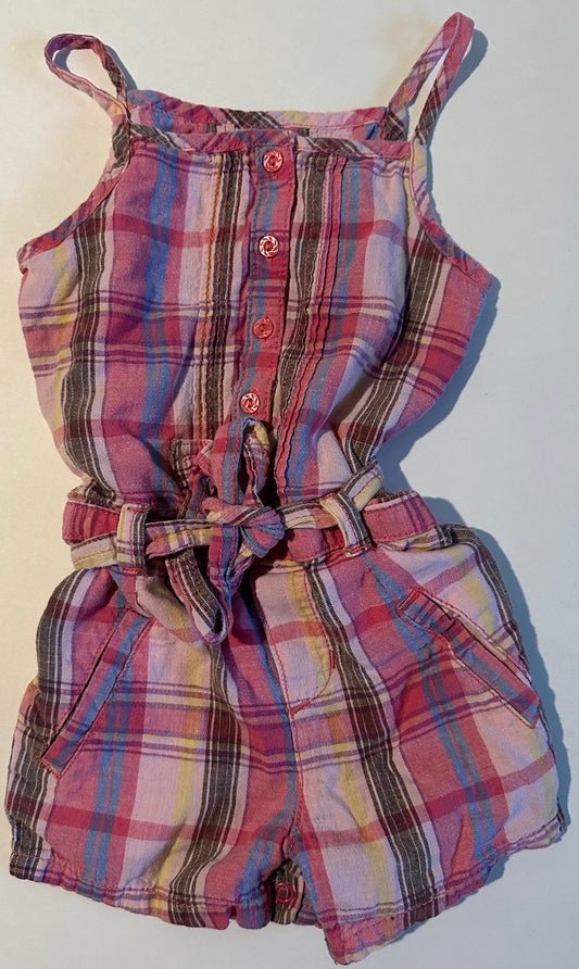 Old Navy, Pink Plaid Shorts Romper - Size 4T