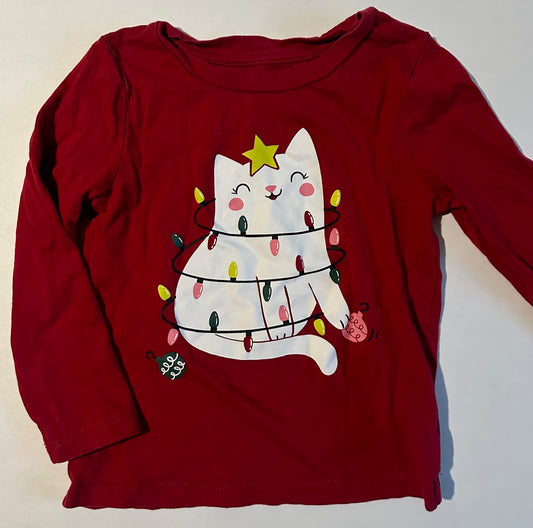 Joe Fresh, Red Christmas Kitty Shirt - Size 3T