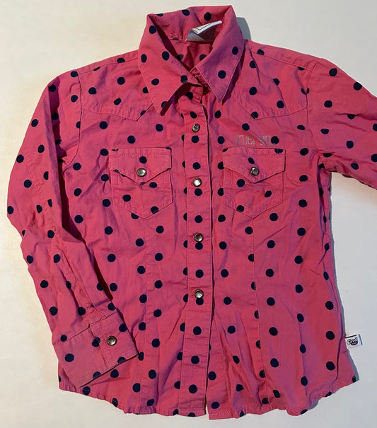 Cruel Girl, Pink Snap-Up Shirt with Black Polka Dots - Size XS (4/5)