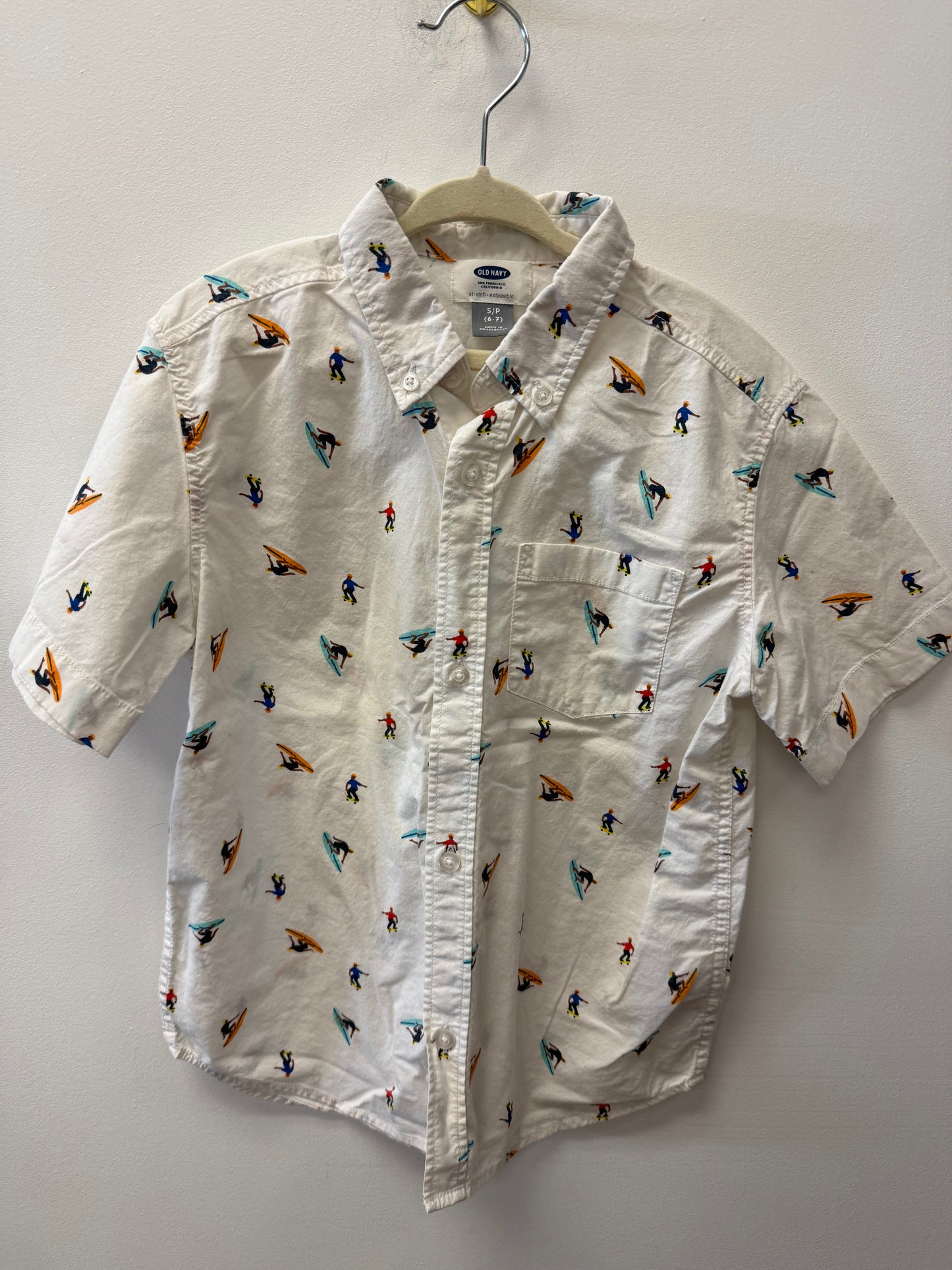 OLD NAVY BUTTON UP SURFER SHIRT SIZE 6-7