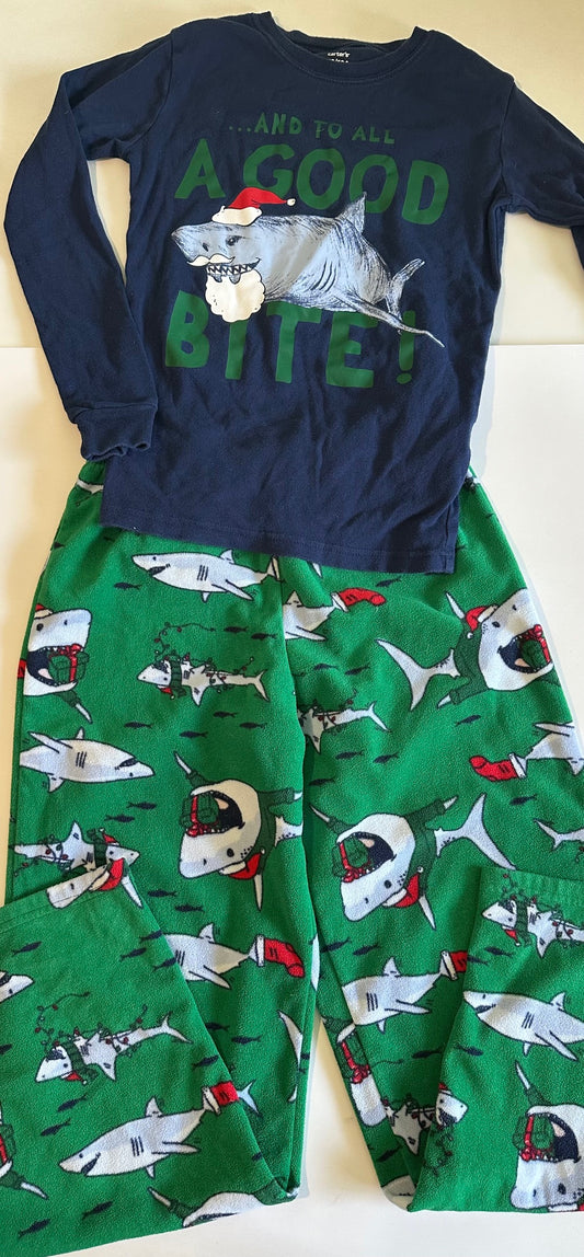 Carter's, Two-Piece Sharks "And to All a Good Bite!" Pyjamas - Size 12