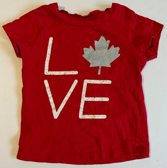 Joe Fresh, Red "Love" with Sparkly Maple Leaf T-Shirt - Size 3T