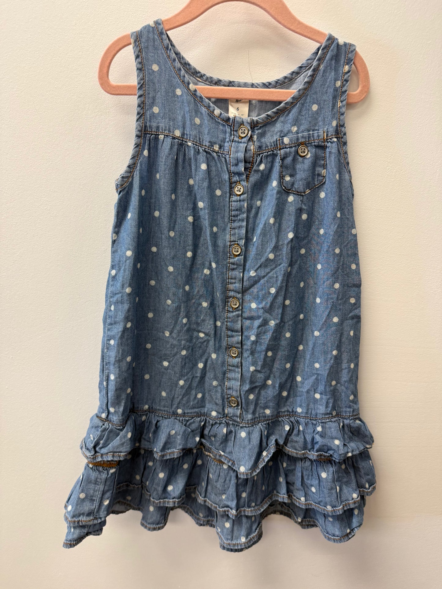 OSHKOSH DENIM POLKA DOT DRESS SIZE 6