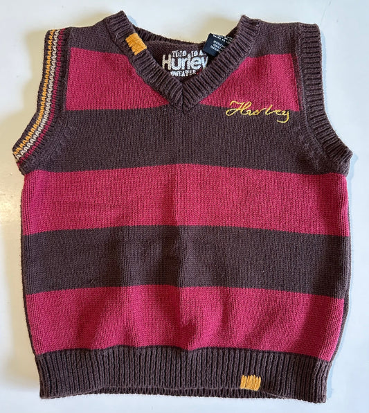 Hurley, Burgundy and Brown Sweater Vest - 24 Months