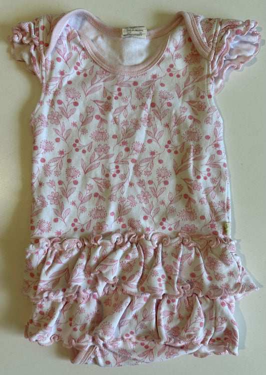 Tiny Twig, Pink and White Flowery Ruffly Bottom Outfit - 3-6 Months