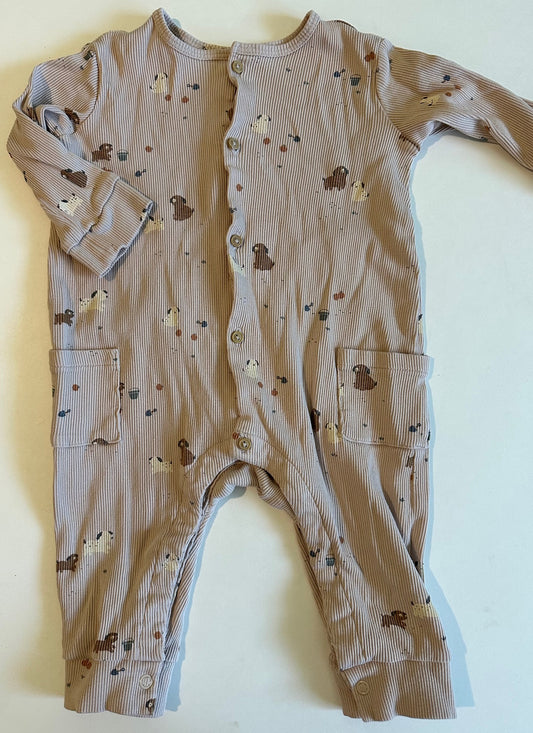 H&M, Beige Ribbed Dog Outfit - 6-9 Months