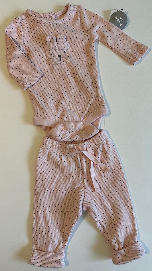 *New* Baby Gap, Pink Ribbed Polka-Dot Onesie and Pants Set - Preemie/Newborn