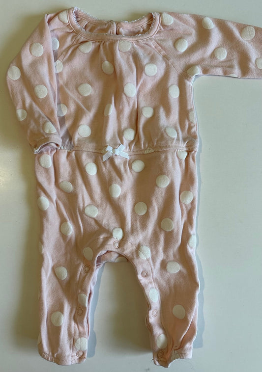 George, Pink and White Polka-Dot Romper - 3-6 Months