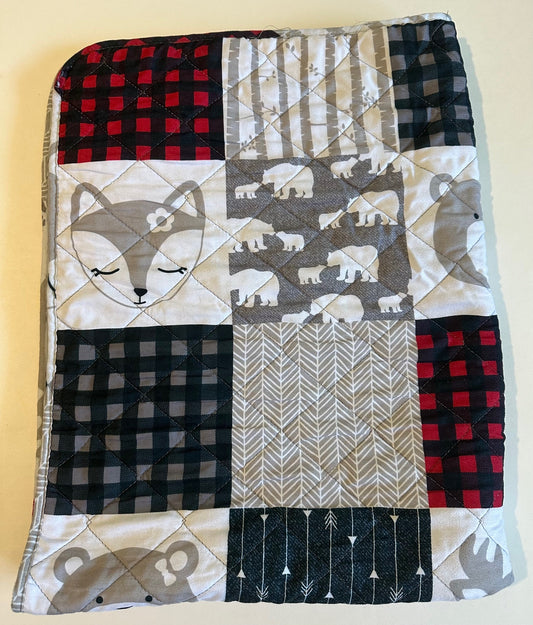 Canadiana, Red, Grey, and White Animals Blanket with Soft Back