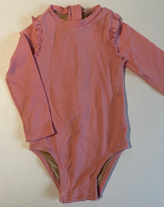 Old Navy, Pink Textured Bathing Suit - 18-24 Months