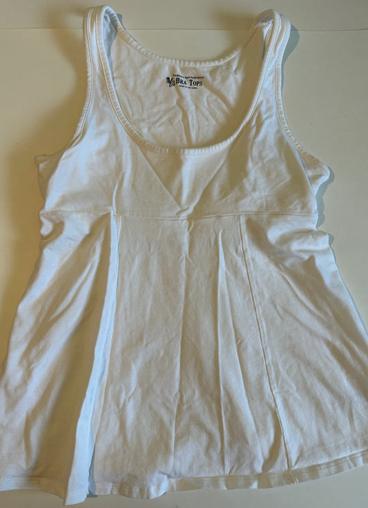 *Adult* Unknown Brand, White Tank Top with Built-In Bra - Size Small/Medium