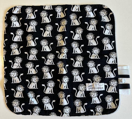 Paper Airplane, Black, White, and Grey Lions Tag Blanket