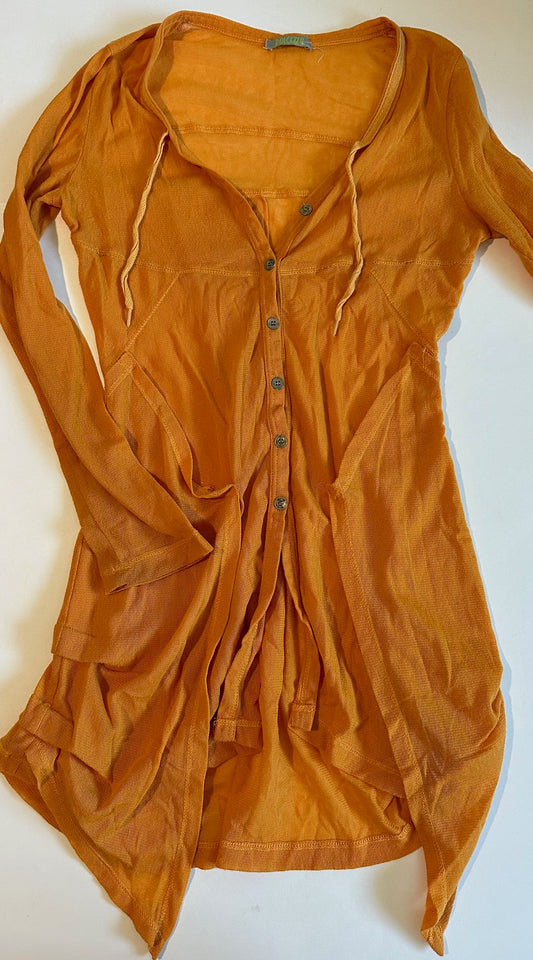 *Adult* Dolcezza, Long Orange Button-Up Cardigan Top - Size Medium