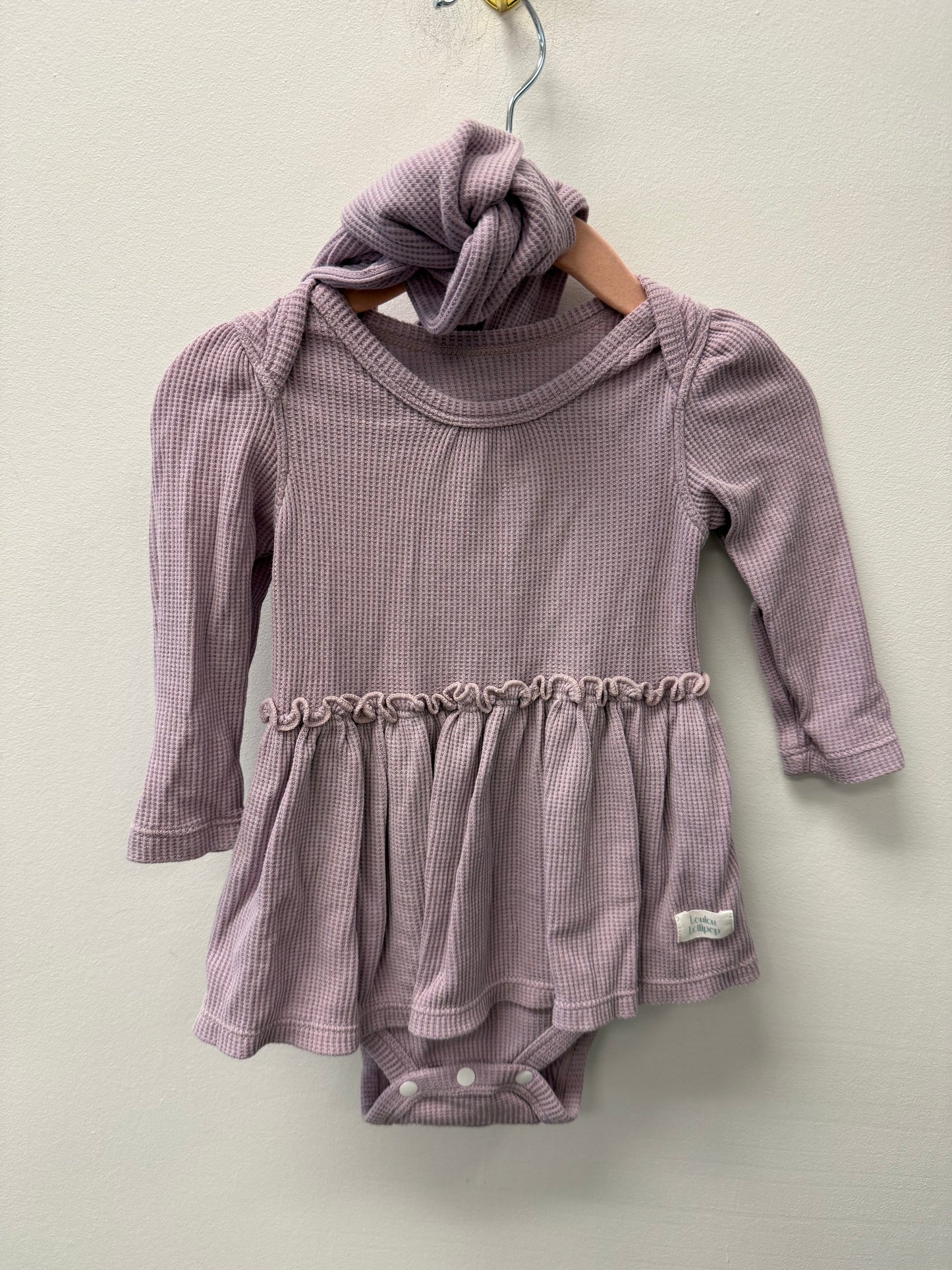 LOULOU LOLLIPOP ONESIE DRESS & BOW SIZE 0-3M