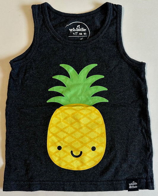 Whistle & Flute, Dark Grey Pineapple Muscle Shirt - Size 3-4Y