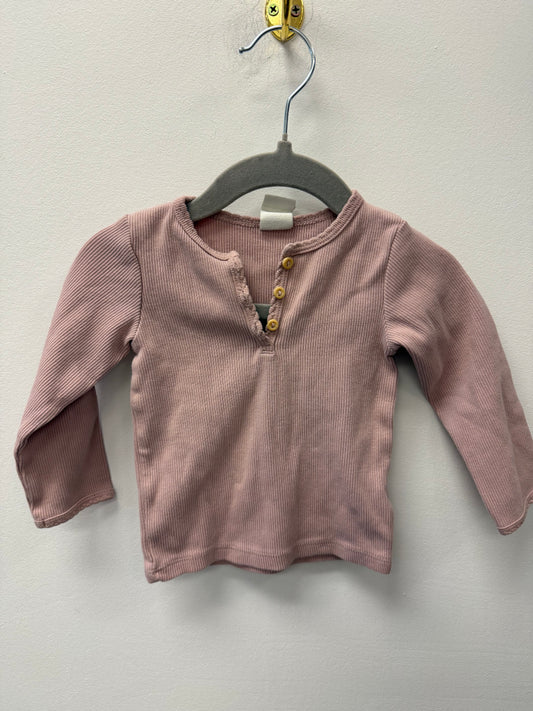 H&M PINK RIBBED SHIRT SIZE 6M