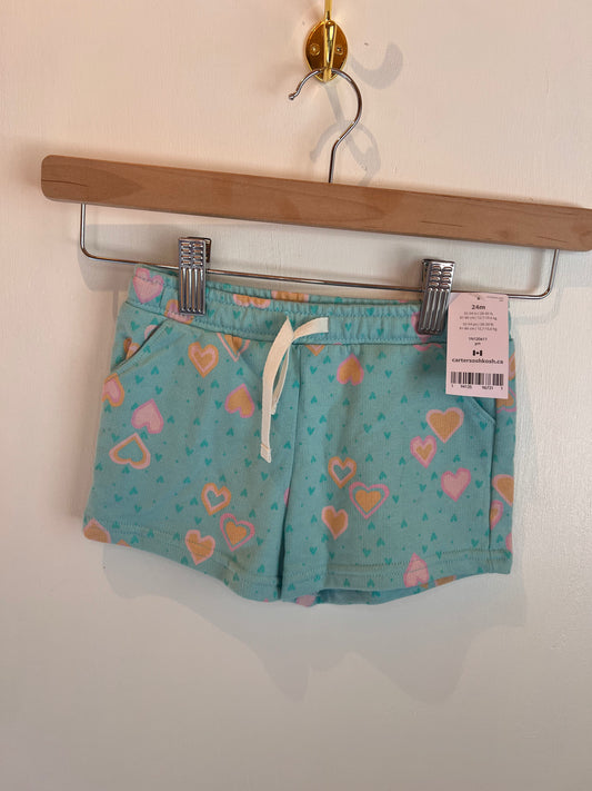 CARTERS BLUE HEART SHORTS (NEW) 24M