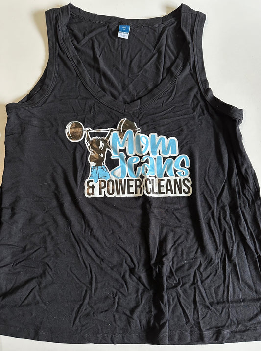 *Play* *Adult* Old Navy, Black "Mom Jeans & Power Cleans" Tank Top - Size Medium