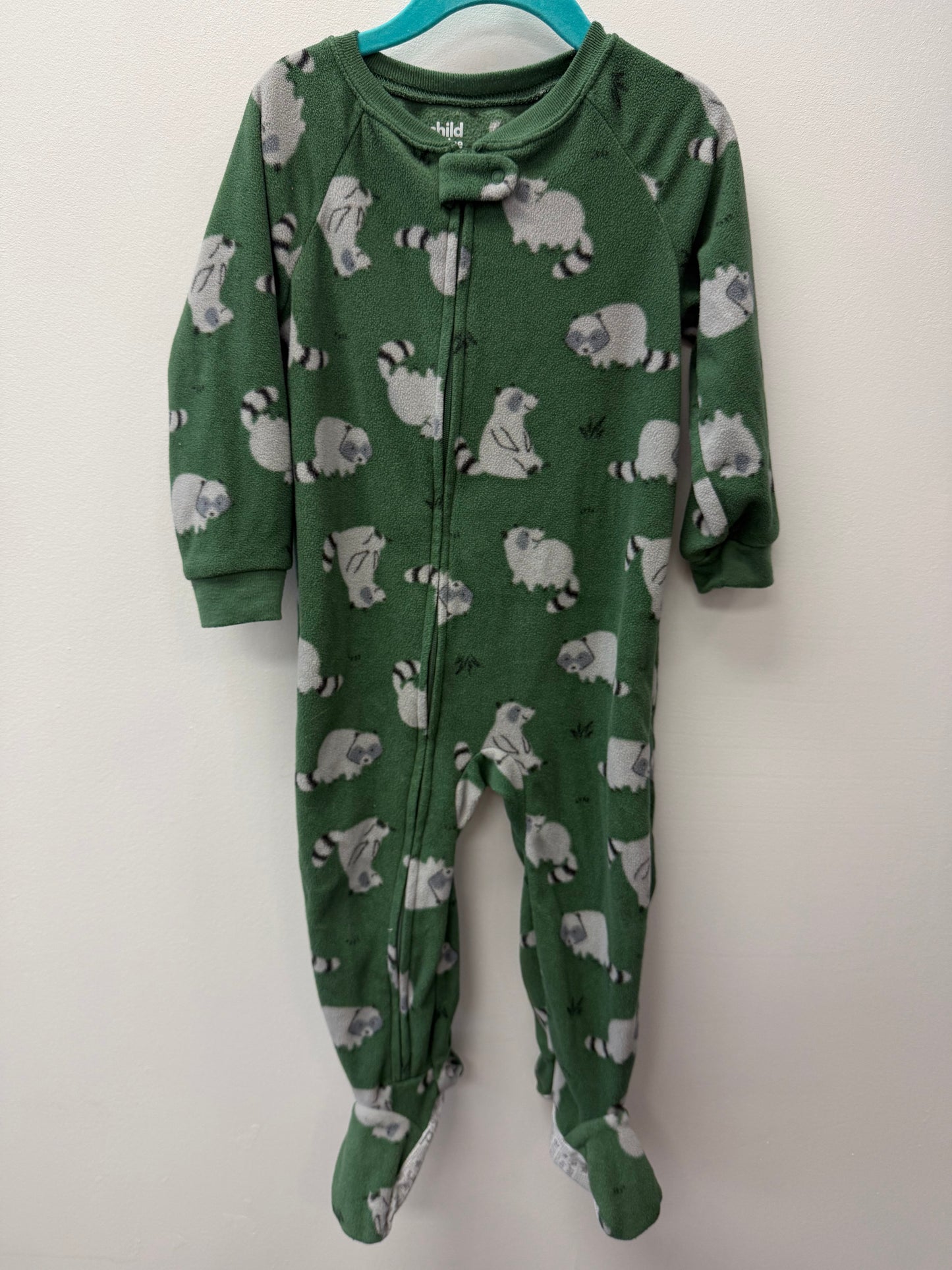 CARTERS FLEECE RACCOON SLEEPER SIZE 2T