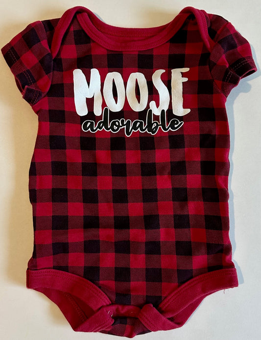 Canadiana, Black and Red "Moose Adorable" Onesie - 0-3 Months