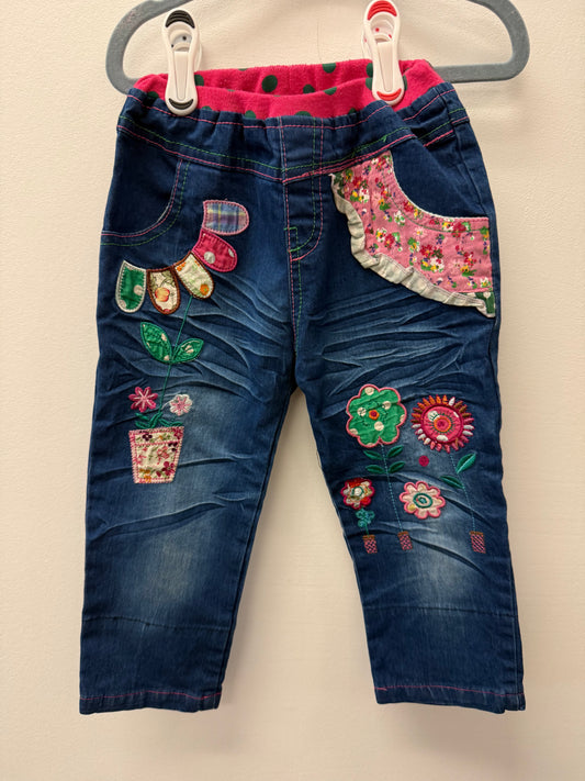 NEXT FLORAL JEANS 100% COTTON SIZE 4T