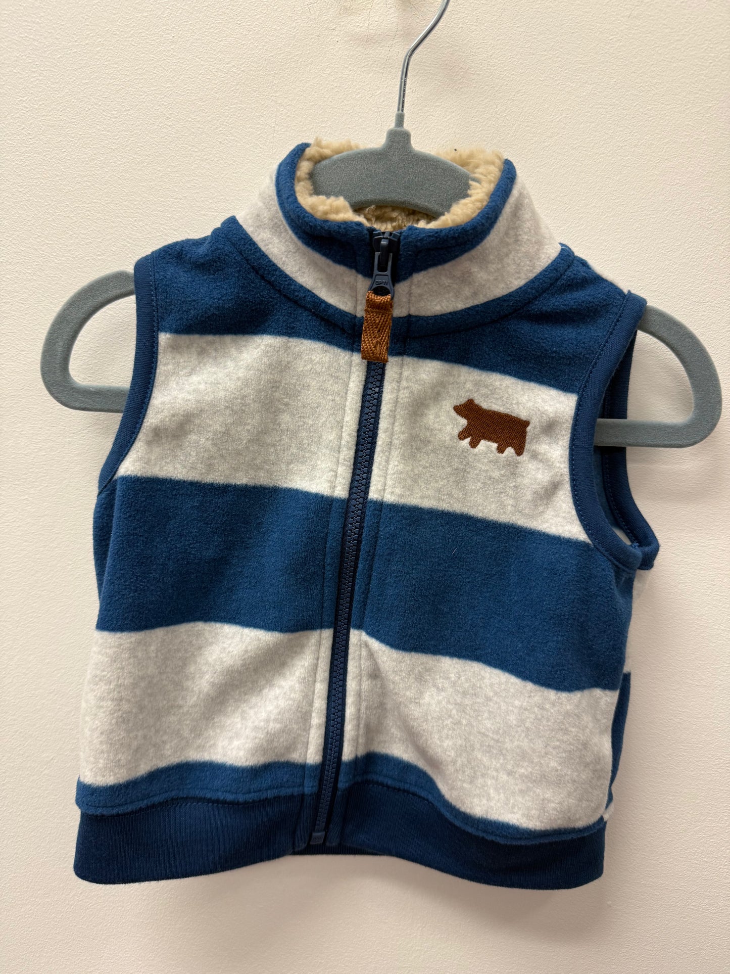 CARTERS BLUE STRIPPED VEST SIZE 6M