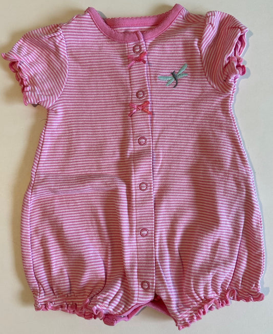 Simple Joys, Pink Striped Snap-Up Romper - 0-3 Months