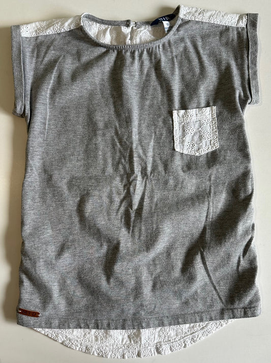 MID, Grey Top with White Eyelet Back - Size 10