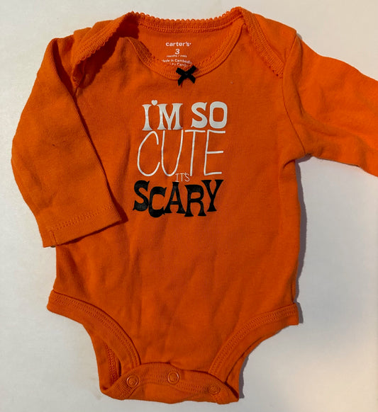 Carter's, Orange "I'm So Cute It's Scary" Onesie - 3 Months