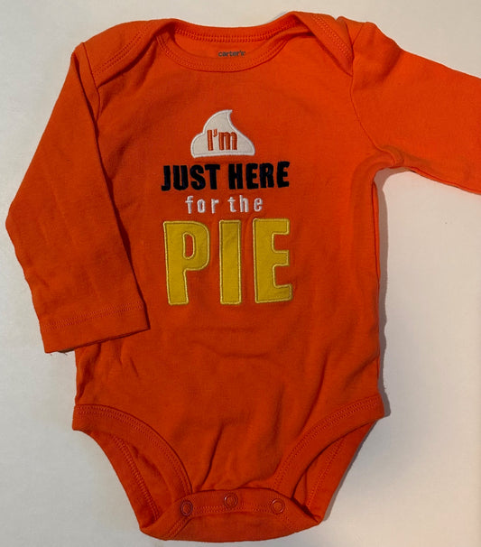 Carter's, Orange "I'm Just Here for the Pie" Onesie - 6 Months