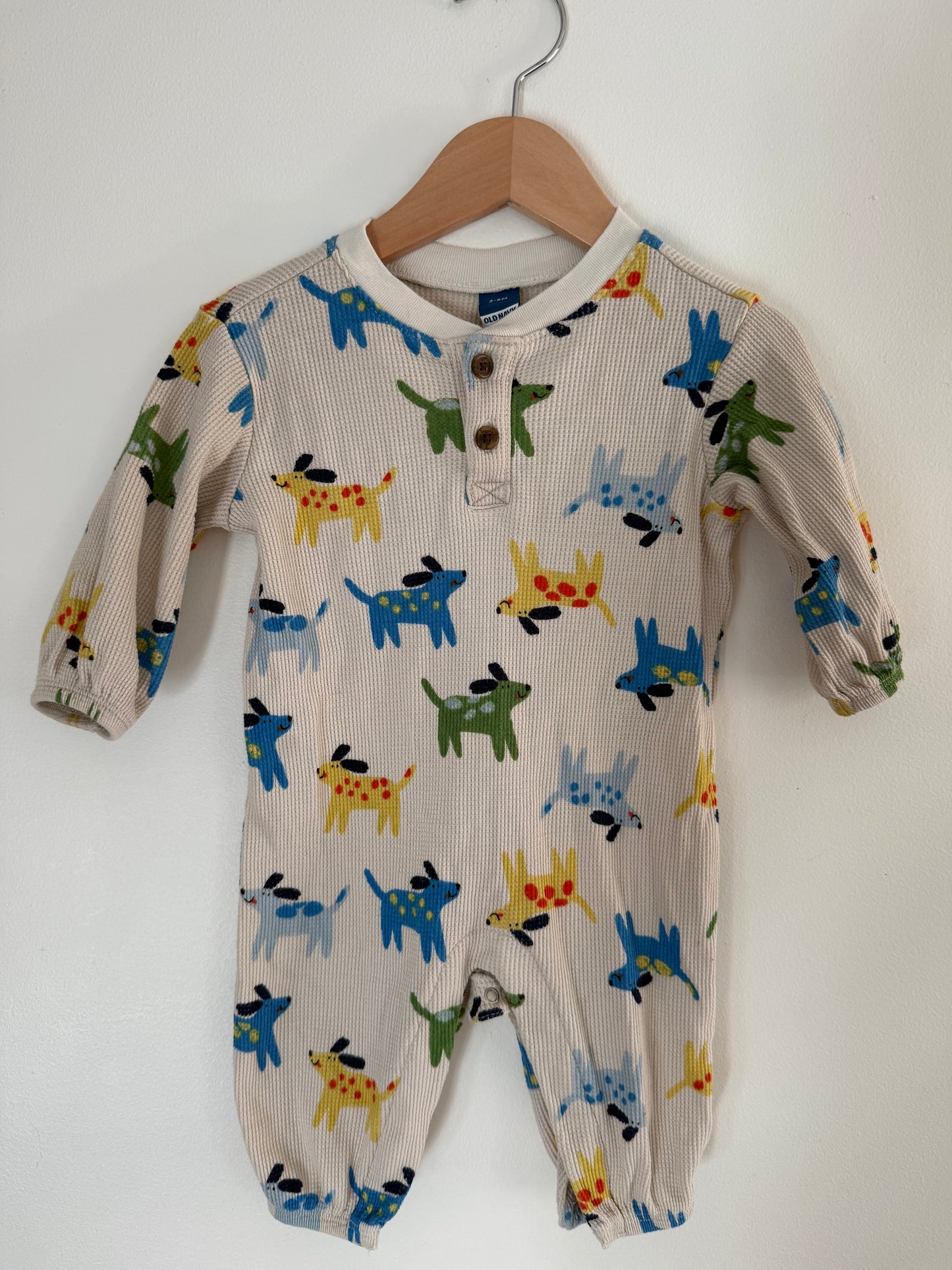 OLD NAVY WAFFLE KNIT DOG ONE PIECE SIZE 3-6M