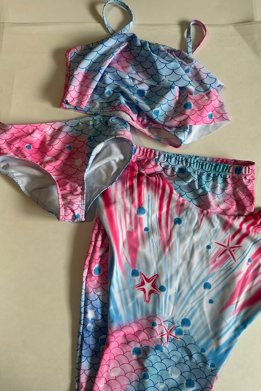 *New* Unknown Brand, Three-Piece Mermaid Bathing Suit and Tail - Size 9