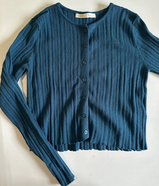 Aeropostale, Dark Teal Blue Button-Up Cardigan Sweater - Size Large (16)