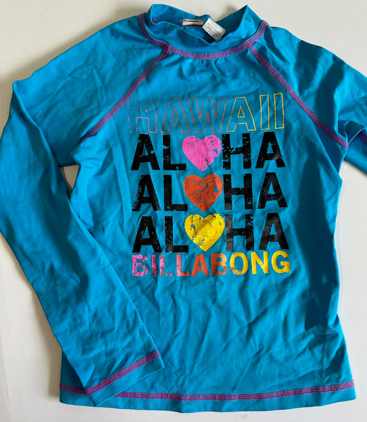 *Play* Billabong, Blue "Aloha" Swim Shirt - Size Medium (8-10)