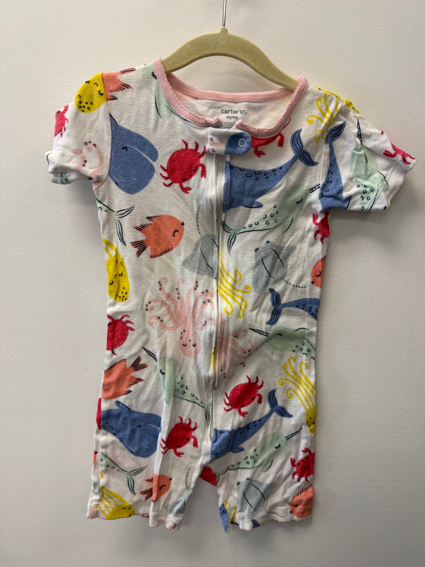 CARTERS FISH PJ ROMPER SIZE 4T