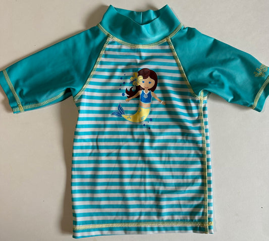 UV Skinz, Turquoise Striped Mermaid Swim Shirt - 12-18 Months