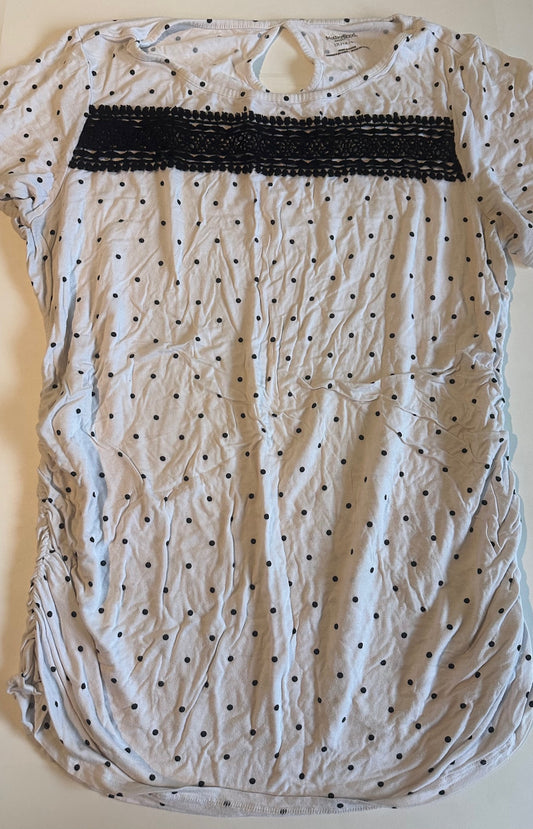 Motherhood Maternity, White and Black Polka-Dot Maternity Shirt - Size 1X