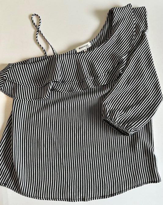 *Adult* Monteau, Striped One-Shoulder Top - Size Small