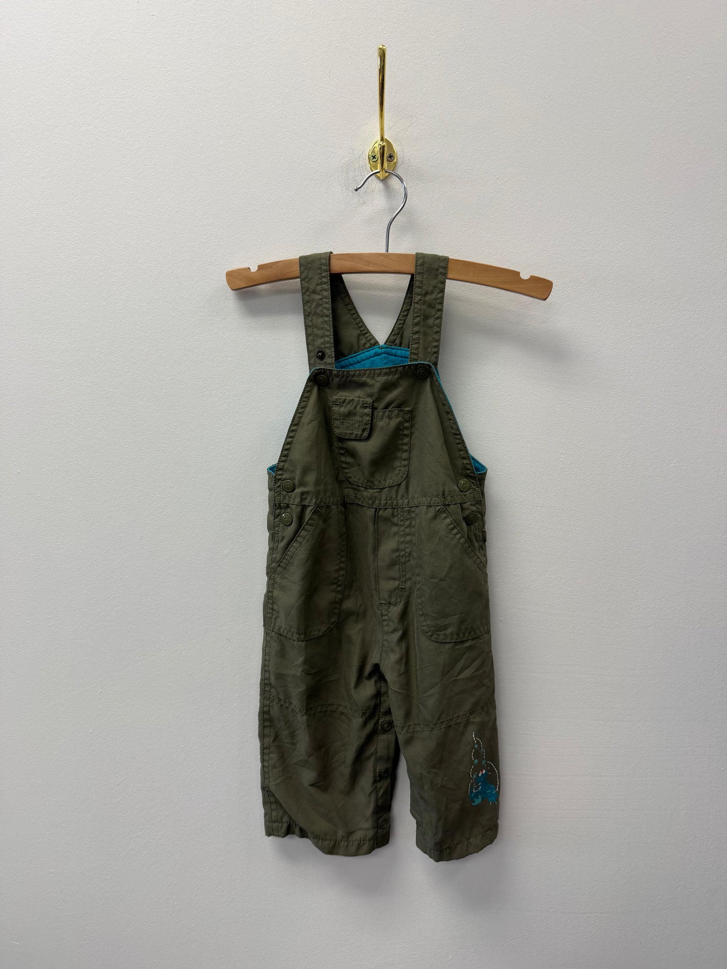 PLEASE MUM ALLIGATOR GREEN OVERALLS SIZE 6M
