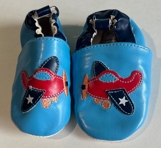 Carter's, Blue and Red Airplane Slippers - Size 2T