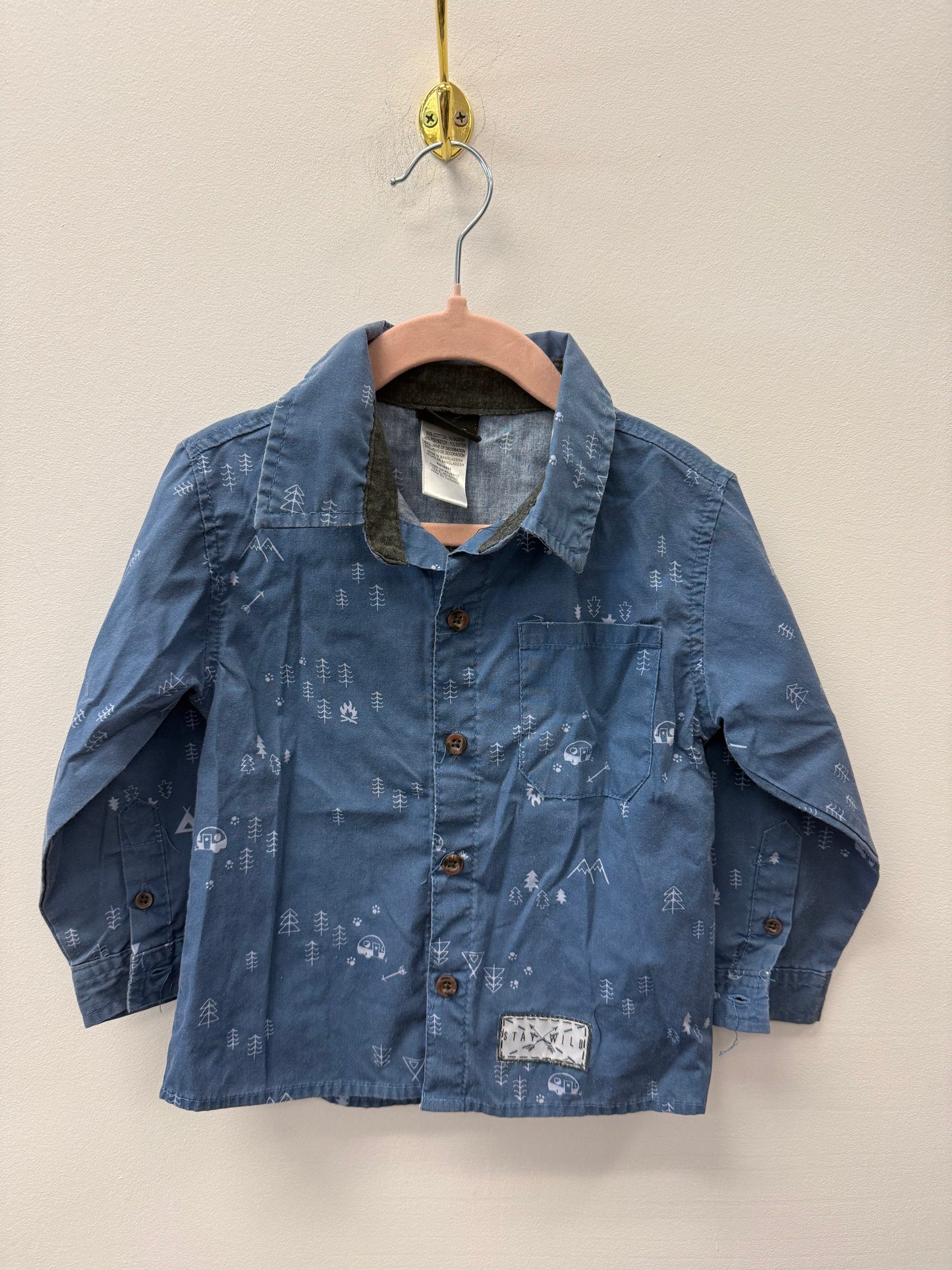 LITTLE REBELS CAMPING BUTTON UP SIZE 3T