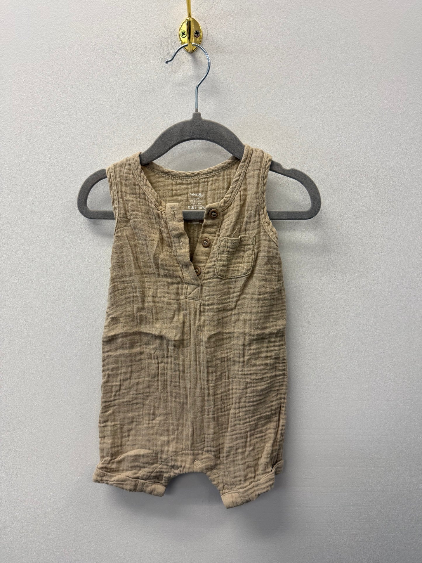 GEORGE LINEN ROMPER SIZE 3-6M