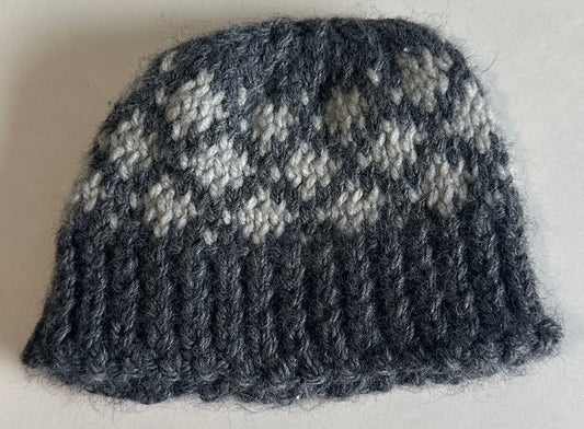 Unknown Brand, Grey and White Knit Toque - 0-3 Months