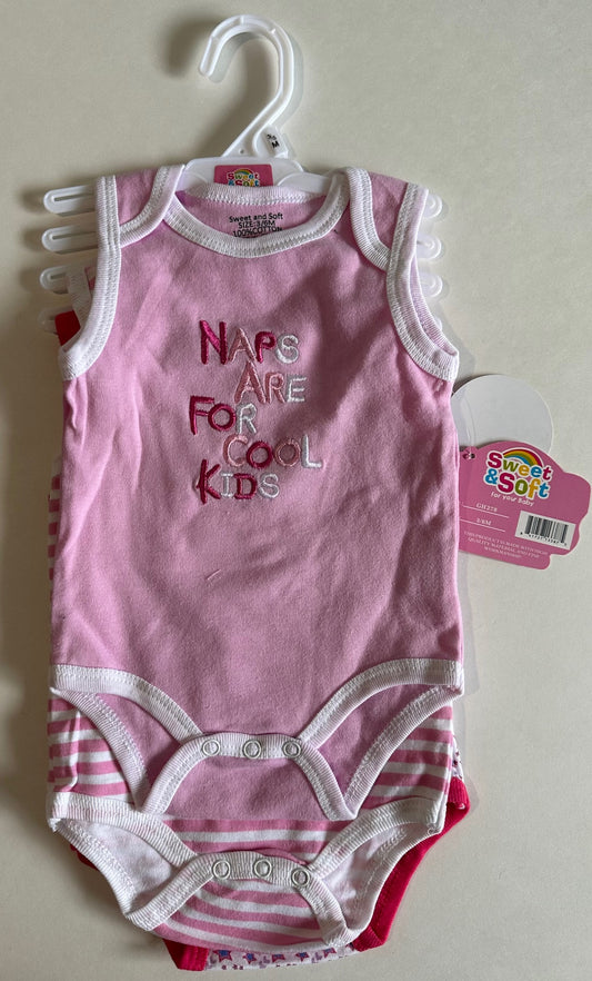 *New* Sweet and Soft, Set of 3 Pink Onesies - 3-6 Months