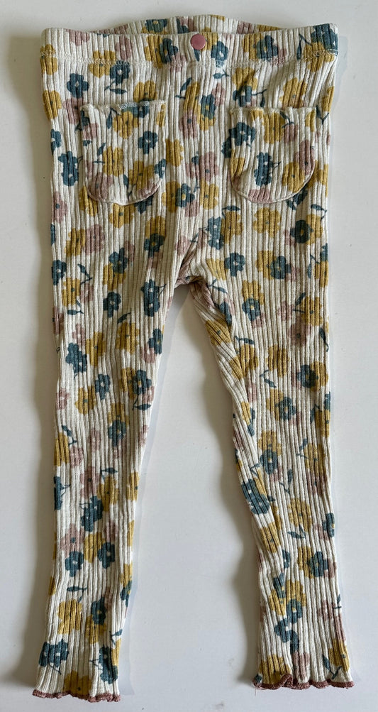 Zara, Ribbed Flowery Pants - 18-24 Months
