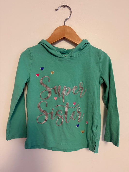 CARTERS HOODED SISTER SHIRT SIZE 3T
