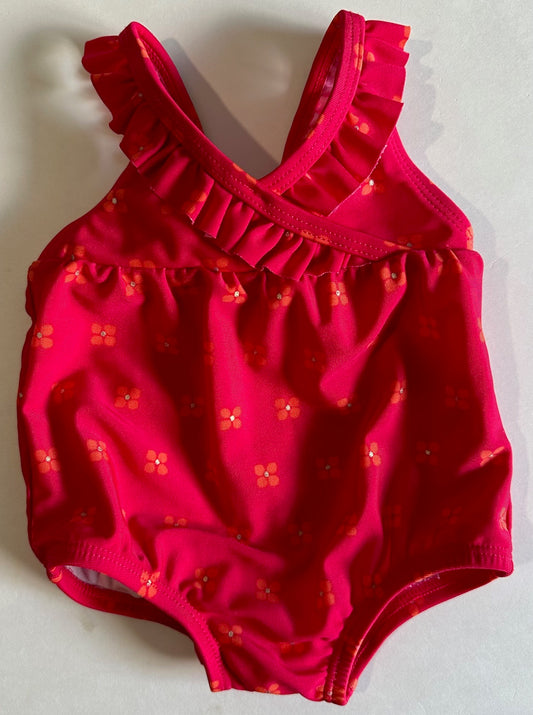 Gymboree, Dark Pink and Orange Flower Bathing Suit - 0-3 Months